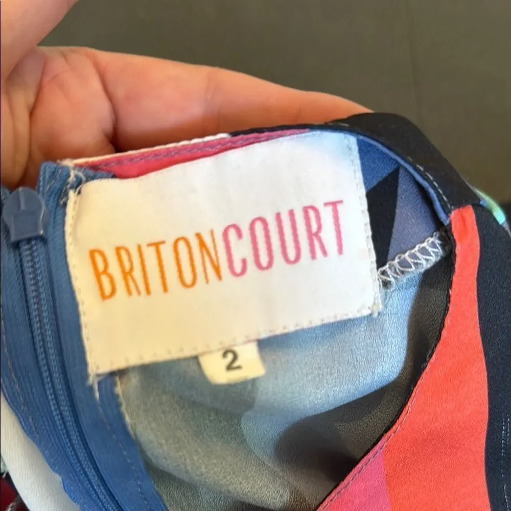 BritonCourt Colorful Geometric Dress with Flutter Sleeves size 2